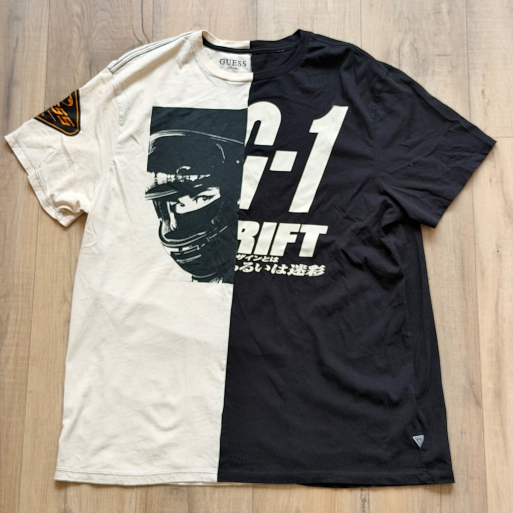 Guess Black and Cream Drift Graphic Tee